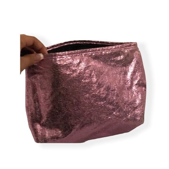 MEDIUM sized pink foil  makeup travel zipper bag - Picture 1 of 7